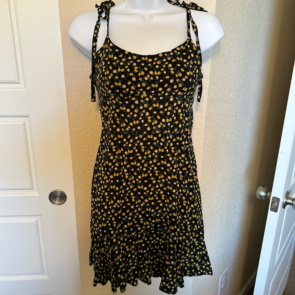 Wild Fable Black and Yellow Floral Mini Dress